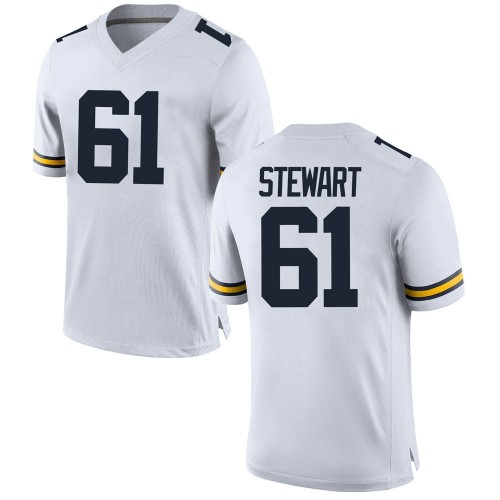 Noah Stewart Michigan Wolverines Men's NCAA #61 White Game Brand Jordan College Stitched Football Jersey RFL0654TY